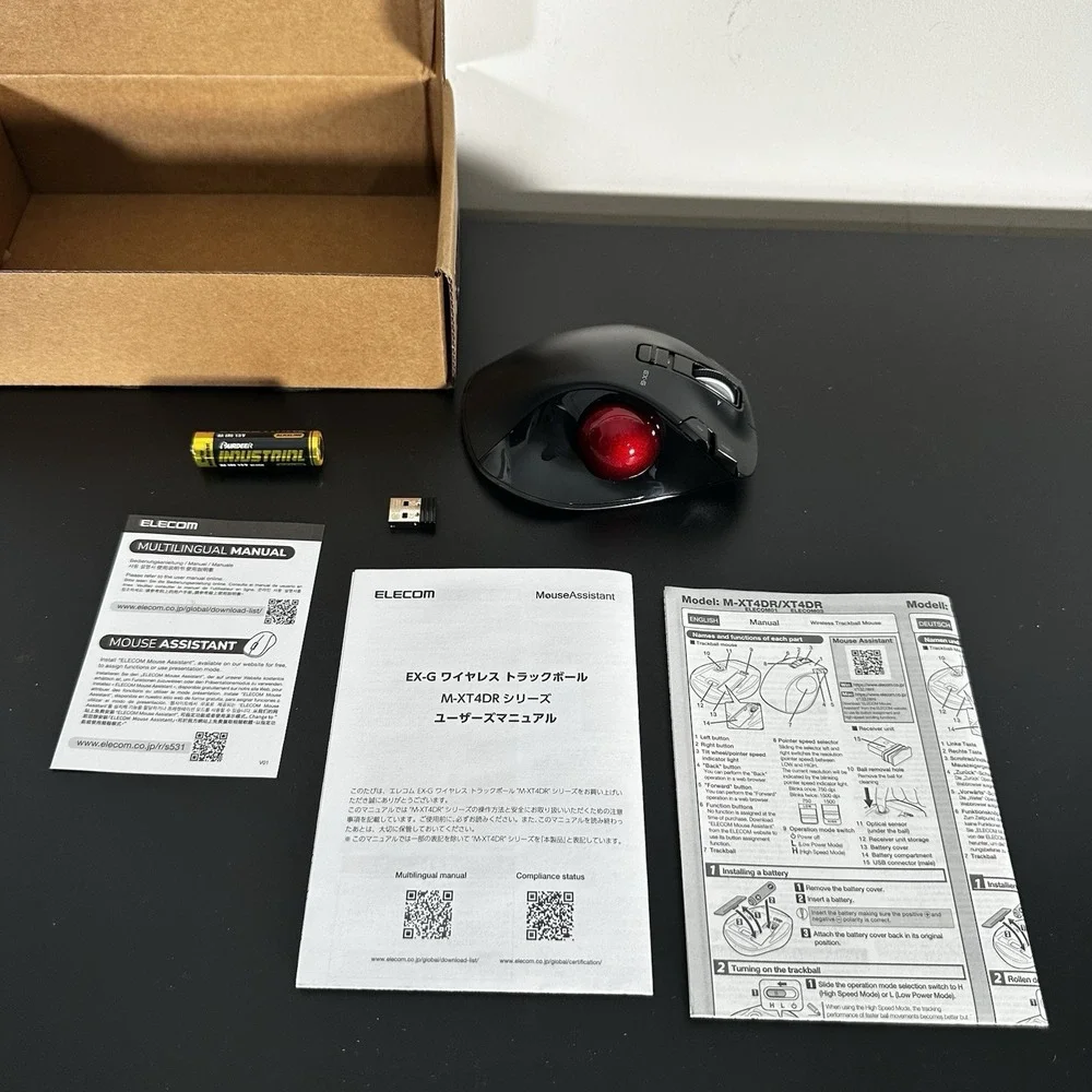 ELECOM EX-G Left Handed Trackball Mouse, 2.4 GHz USB Wireless, Ergonomic, Thumb